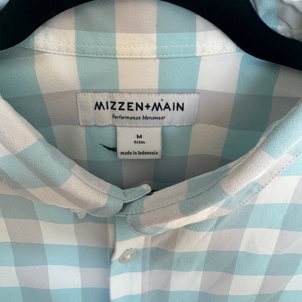 Mizzen+Main Blue and White Plaid Button Down Shirt - Picture 3 of 3